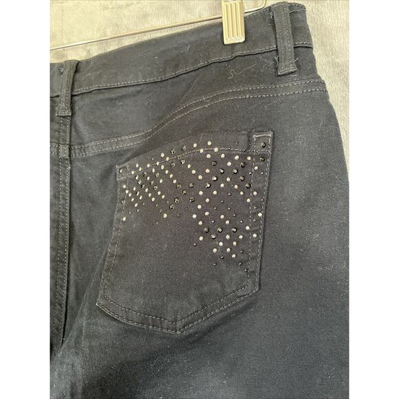 Laura Ashley Jeans Womens 14 Black Stretch Denim Embellished Pockets Zip Fly - Picture 5 of 11